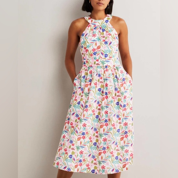 Boden Dresses & Skirts - Boden Floral Halter Midi Dress in White Multi